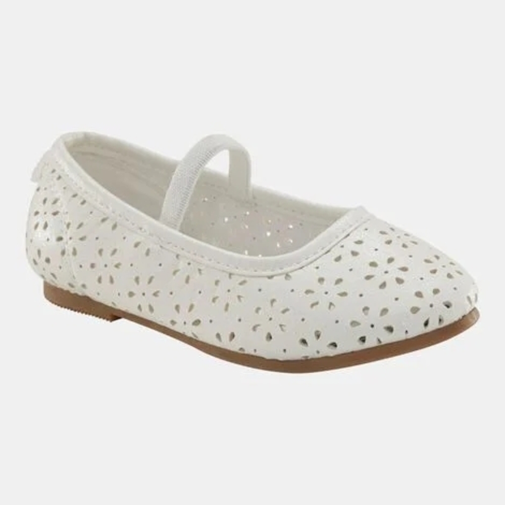 Carter's White Laser-Cut Mary Jane with Elastic Strap